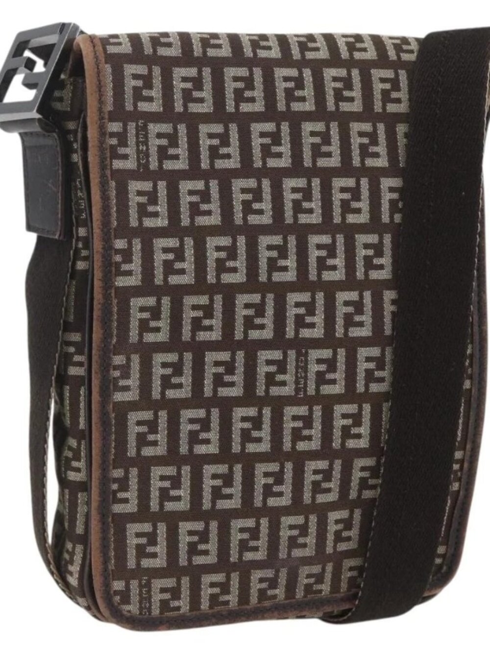 FENDI Zucchino Canvas Shoulder Bag Brown Auth SW1875 - Picture 2 of 16